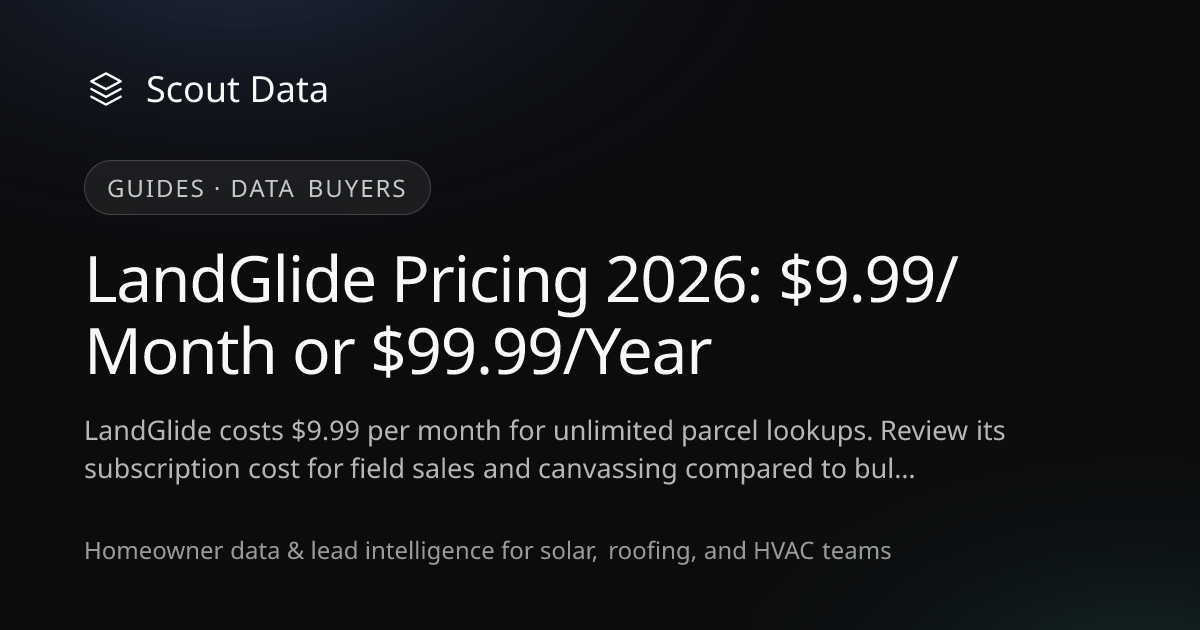 LandGlide Pricing 2026: $9.99/Month or $99.99/Year | Scout Data