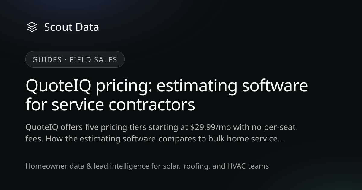 QuoteIQ Pricing 2026: $29.99 to $699.99/Month Tiers | Scout Data